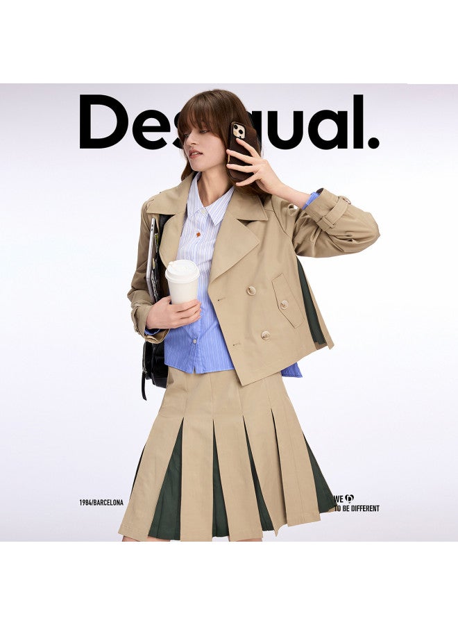 DESIGUAL تنورة ميدي A-line مطوية بتصميم ملون ss25 - Image 4