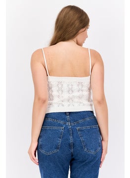 Missguided Women Square Neck Sleeveless Knitted Top, White  - Image 3