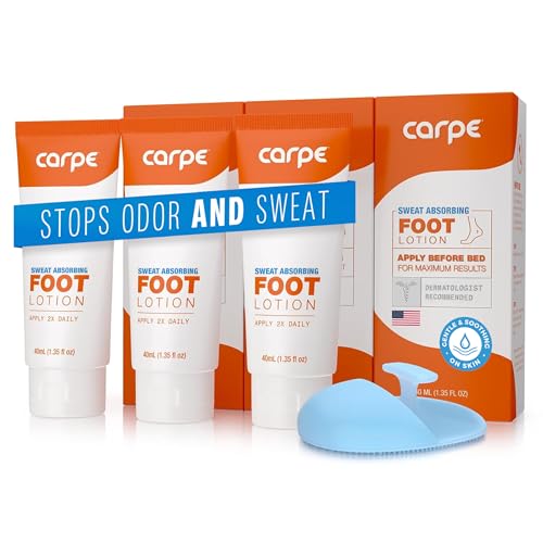 Carpe Sweat Absorbing Foot Lotion 3 Tubes WITH FREE APPLICATOR A dermatologistrecommended solution to stop sweaty smelly feet Helps prevent blisters Great for hyperhidrosis