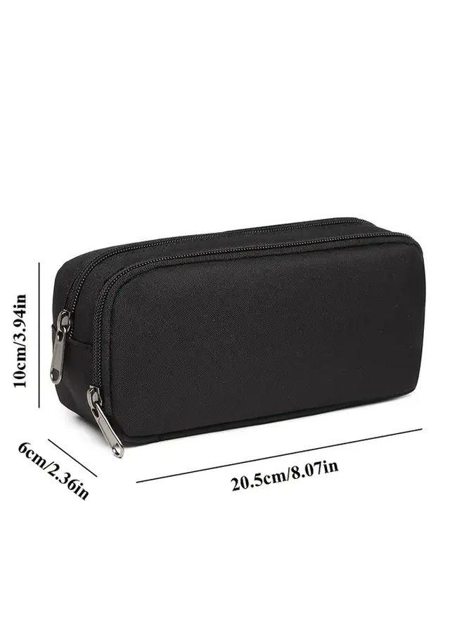 Large Capacity Black Oxford Cloth Pencil Case Durable Pen Bag Organizer For School Office - Image 2