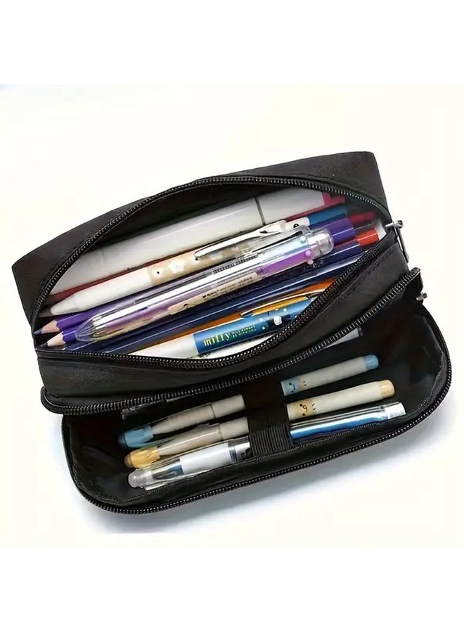 Large Capacity Black Oxford Cloth Pencil Case Durable Pen Bag Organizer For School Office - Image 5