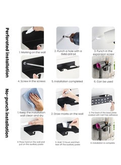 Excefore Hair dryer rack, Hair Dryer Holder Wall Mounted Blow Dryer Holder Hair Tool Organizer, Wall Mounted Electric Hair Dryer Rack, for Home Bathroom Organizer  - Image 4
