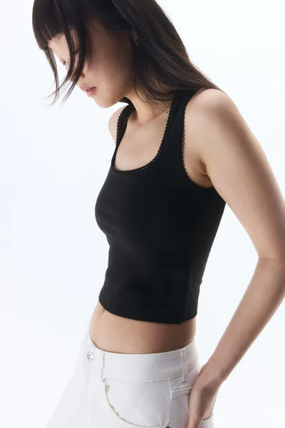 اتش اند ام Picot-trimmed vest top