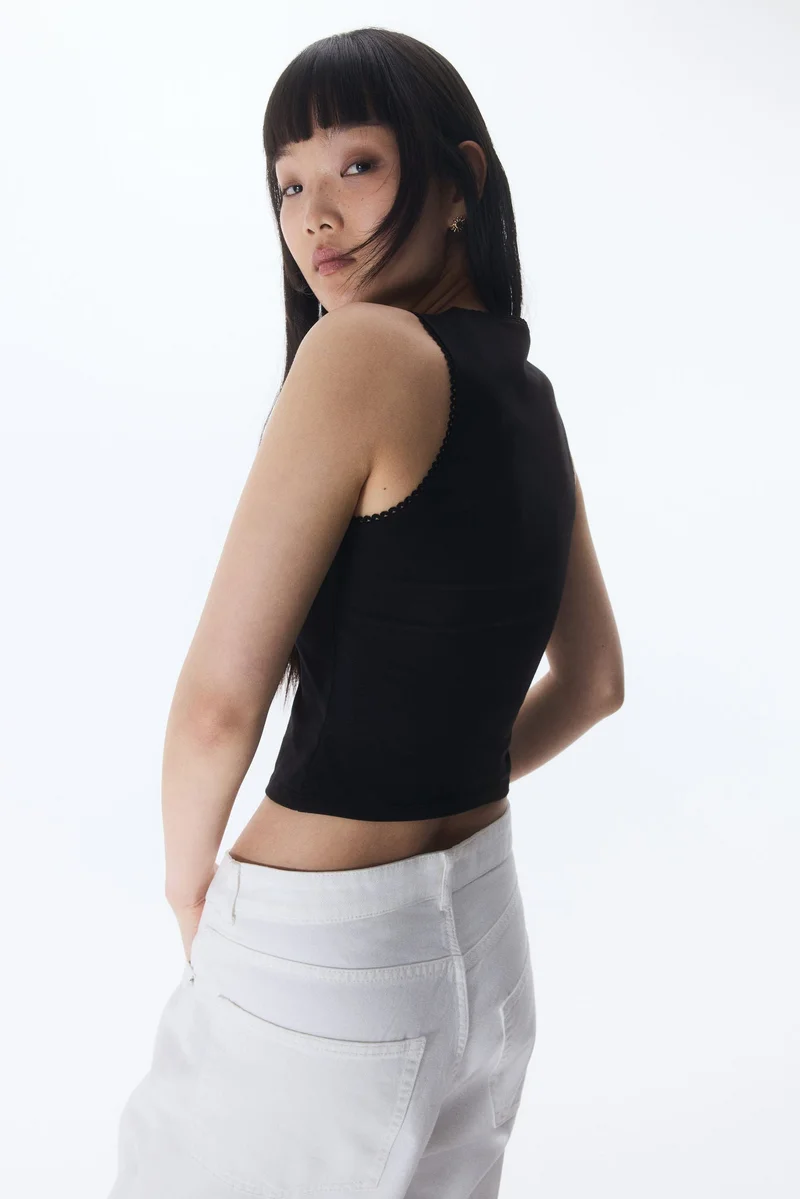 اتش اند ام Picot-trimmed vest top