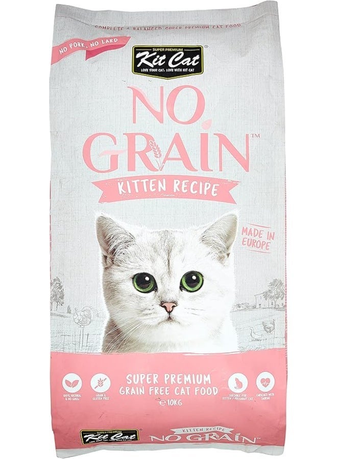Kit Cat No Grain Kitten Recipe Super Premium Dry Food 10Kg, Pink/White