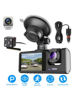KASTWAVE 3 Channels Car Dash Camera for Cars, 130°Wide Angle 1296x1080P Front Inside and Rear Camera Looping Recording Night Vision HDR Motion Detection G-Sensor for 24 Hours Car Parking  - Image 2