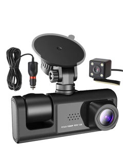 KASTWAVE 3 Channels Car Dash Camera for Cars, 130°Wide Angle 1296x1080P Front Inside and Rear Camera Looping Recording Night Vision HDR Motion Detection G-Sensor for 24 Hours Car Parking  - Image 1