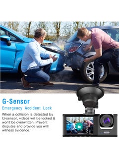 KASTWAVE 3 Channels Car Dash Camera for Cars, 130°Wide Angle 1296x1080P Front Inside and Rear Camera Looping Recording Night Vision HDR Motion Detection G-Sensor for 24 Hours Car Parking  - Image 4