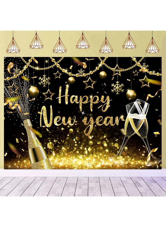 BUTEN 2024 Happy New Year Backdrop Gold Glitter New Years Background For 2024 New Years Eve Party Decoration Supplies (7X5Ft)  - Image 3