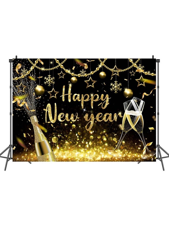 BUTEN 2024 Happy New Year Backdrop Gold Glitter New Years Background For 2024 New Years Eve Party Decoration Supplies (7X5Ft)  - Image 2