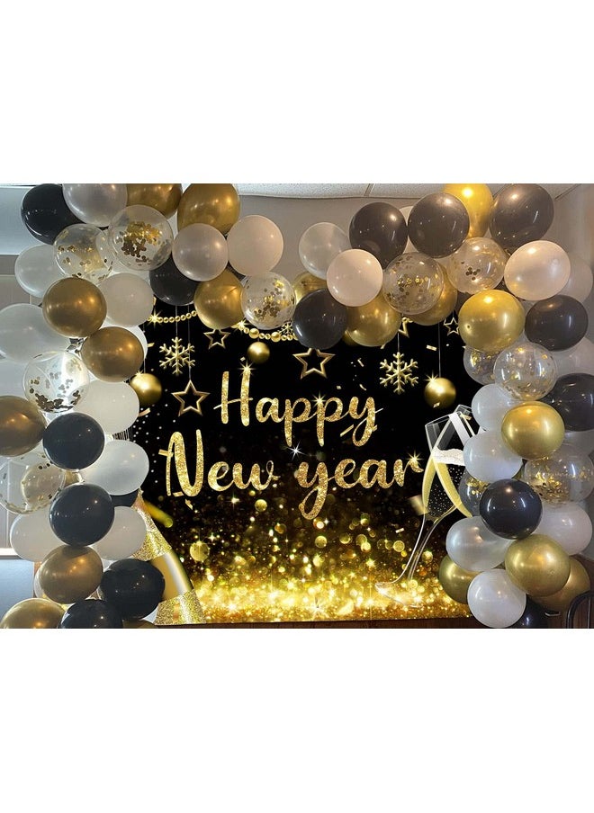 BUTEN 2024 Happy New Year Backdrop Gold Glitter New Years Background For 2024 New Years Eve Party Decoration Supplies (7X5Ft)  - Image 4