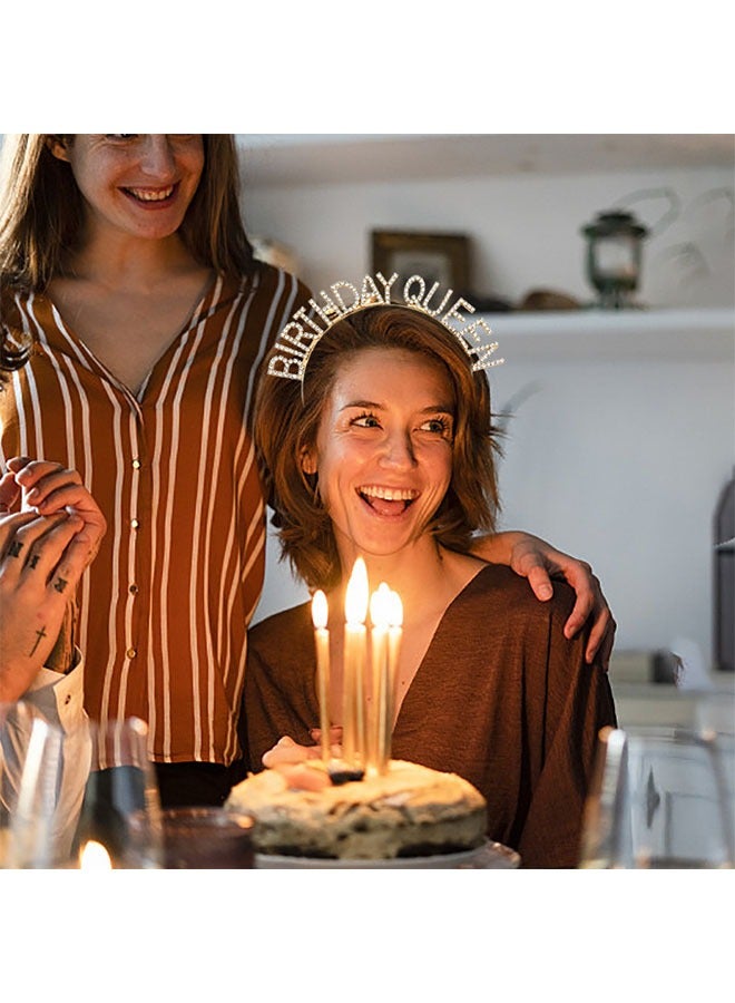 Ocean Birthday Queen Sash & Rhinestone Headband Set, Birthday Crowns for Girl, Sliver Glitter Birthday Sash Birthday Headband Gifts for Women Birthday Party Supplies - Image 4