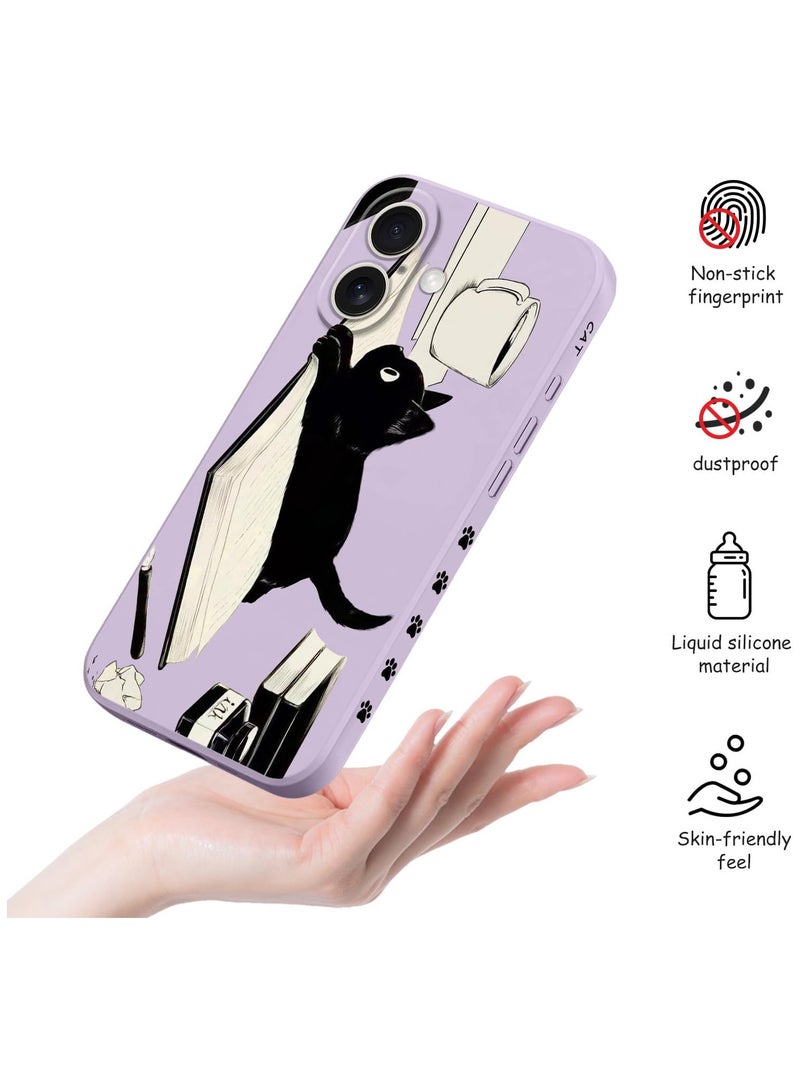 for iPhone 16 Plus Case Anti Scratch Microfiber Lining Phone Cover Silicone Ultra Slim Case for iPhone 16 Plus 6.7 inch-Cat Purple - Image 5