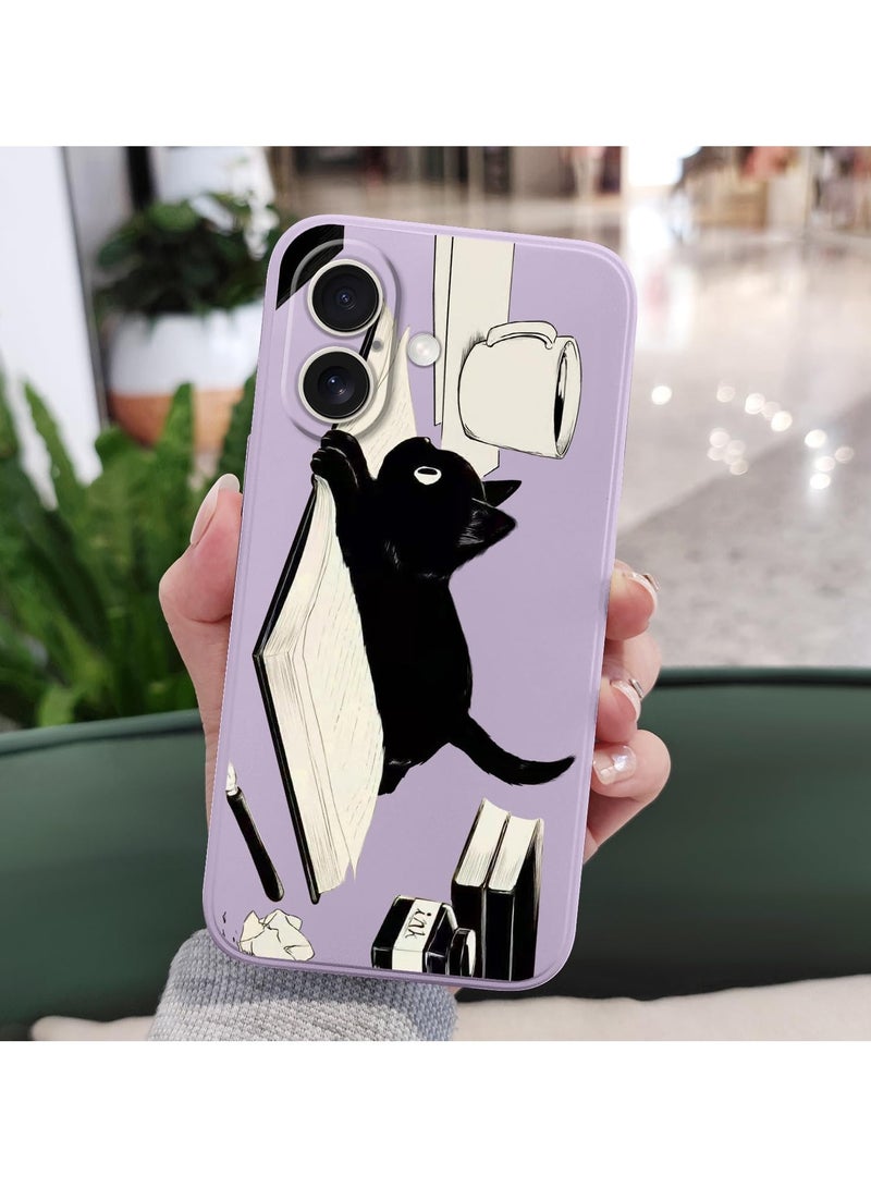 for iPhone 16 Plus Case Anti Scratch Microfiber Lining Phone Cover Silicone Ultra Slim Case for iPhone 16 Plus 6.7 inch-Cat Purple - Image 3