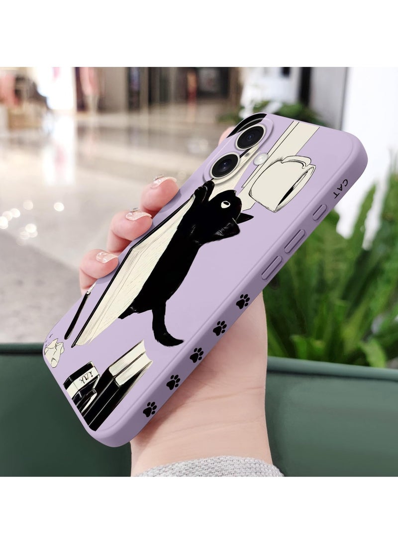 for iPhone 16 Plus Case Anti Scratch Microfiber Lining Phone Cover Silicone Ultra Slim Case for iPhone 16 Plus 6.7 inch-Cat Purple - Image 4