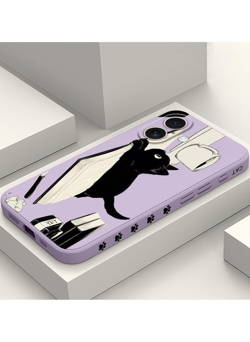 for iPhone 16 Plus Case Anti Scratch Microfiber Lining Phone Cover Silicone Ultra Slim Case for iPhone 16 Plus 6.7 inch-Cat Purple - Image 2