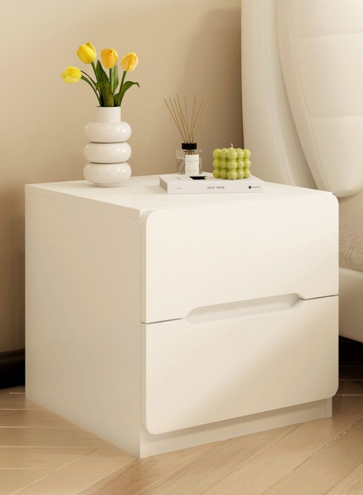 طاولة سرير بجانب السرير مع 2 درج، طاولات سرير بسيطة وعصرية، خزانة خشبية متعددة الوظائف بجانب السرير، 40*41*60 سم، CT054، أبيض - Image 1