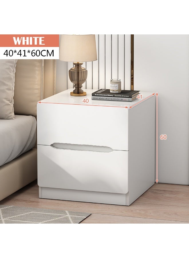 طاولة سرير بجانب السرير مع 2 درج، طاولات سرير بسيطة وعصرية، خزانة خشبية متعددة الوظائف بجانب السرير، 40*41*60 سم، CT054، أبيض - Image 3