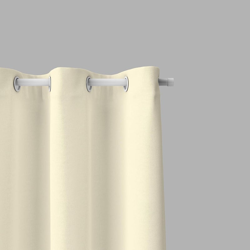 Parda Online Premium Blackout Curtains Set of 2 - 5 Feet, Off White, Eyelet with Tie Back - Image 2