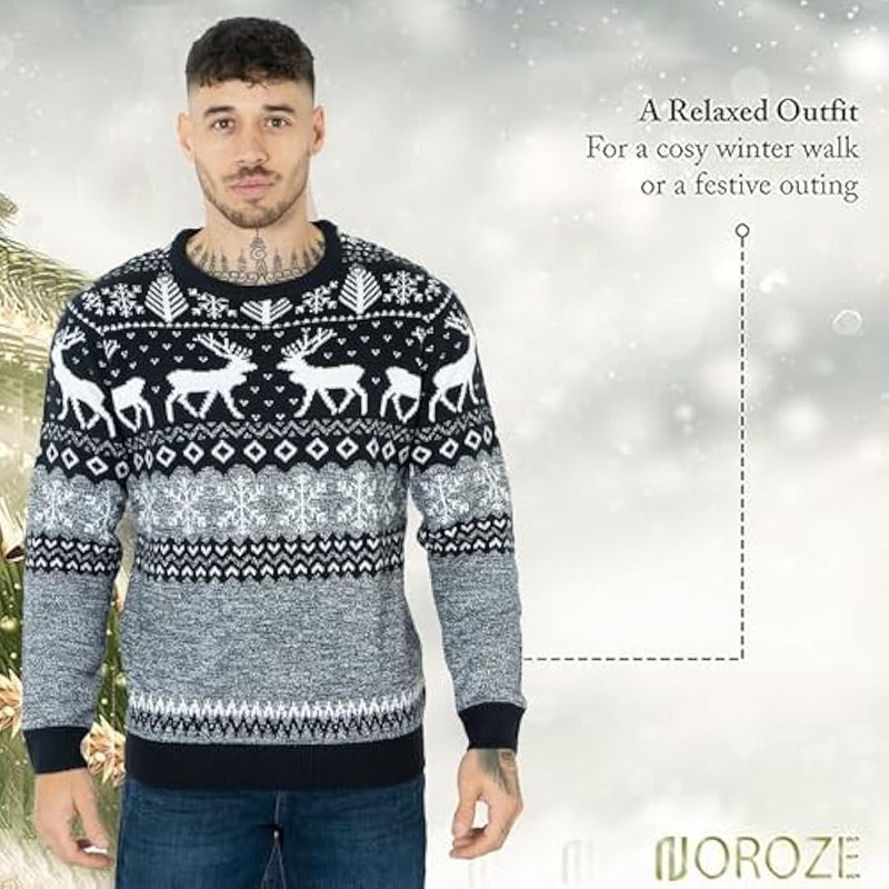 Loquat Mens Moose Merry  Jumper Xmas Reindeer Elf Football FC Novelty Pullover - Image 5