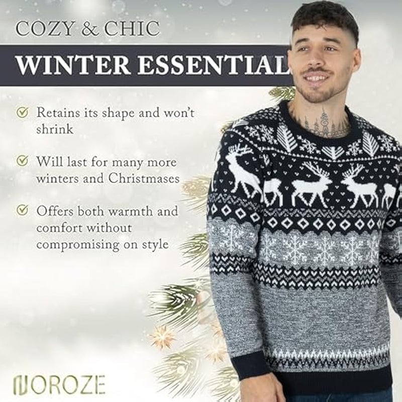 Loquat Mens Moose Merry  Jumper Xmas Reindeer Elf Football FC Novelty Pullover - Image 4