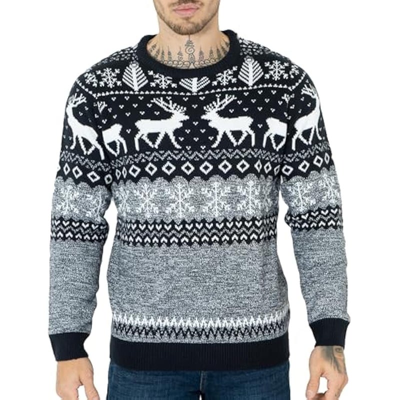 Loquat Mens Moose Merry  Jumper Xmas Reindeer Elf Football FC Novelty Pullover - Image 1