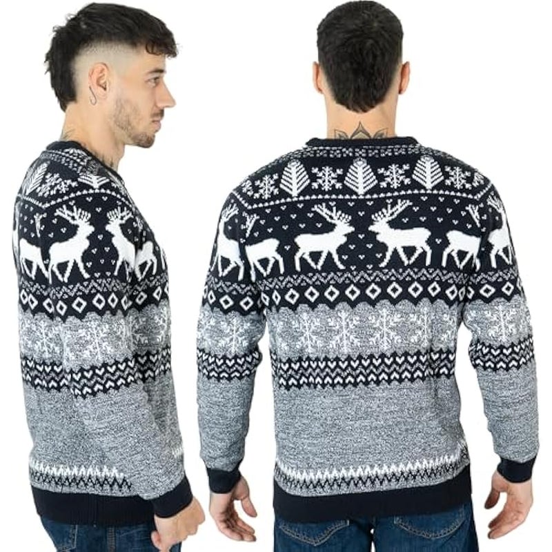 Loquat Mens Moose Merry  Jumper Xmas Reindeer Elf Football FC Novelty Pullover - Image 2