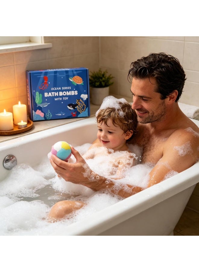 AAS ECOM Ocean Series Bath Bomb with Toy Inside – 12 PCS Kids Bath Fizzers with Surprise Ocean Animal Toys, Colorful & Skin-Friendly Bath Bomb Gift Set - Image 2