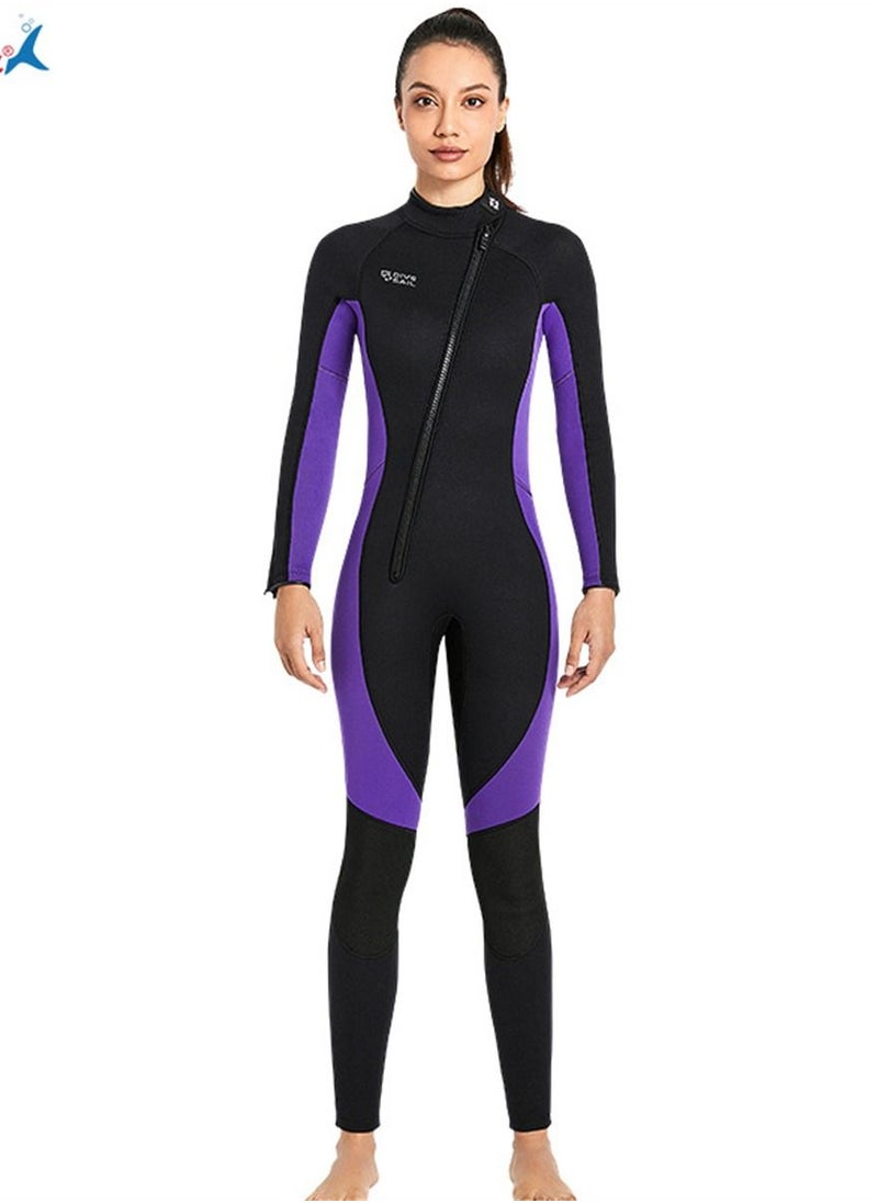 DIVE & SAIL Warm Super Elastic Wear-resistant Wet Suit Cold Proof Wetsuit Winter Swimming Suit  Purple 