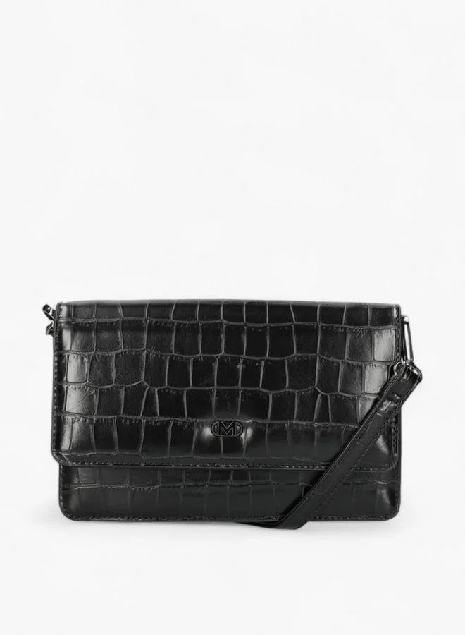 مكس حقيبة كروس بودي بنقوش مع حزام قابل للتعديل وإغلاق قلاب