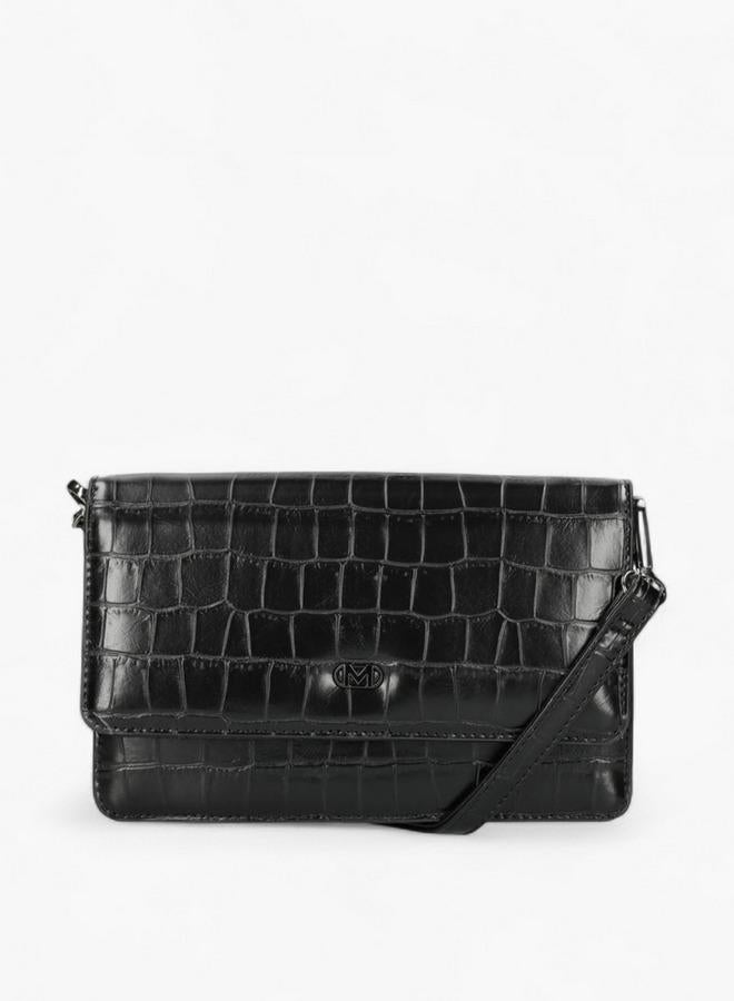 مكس حقيبة كروس بودي بنقوش مع حزام قابل للتعديل وإغلاق قلاب