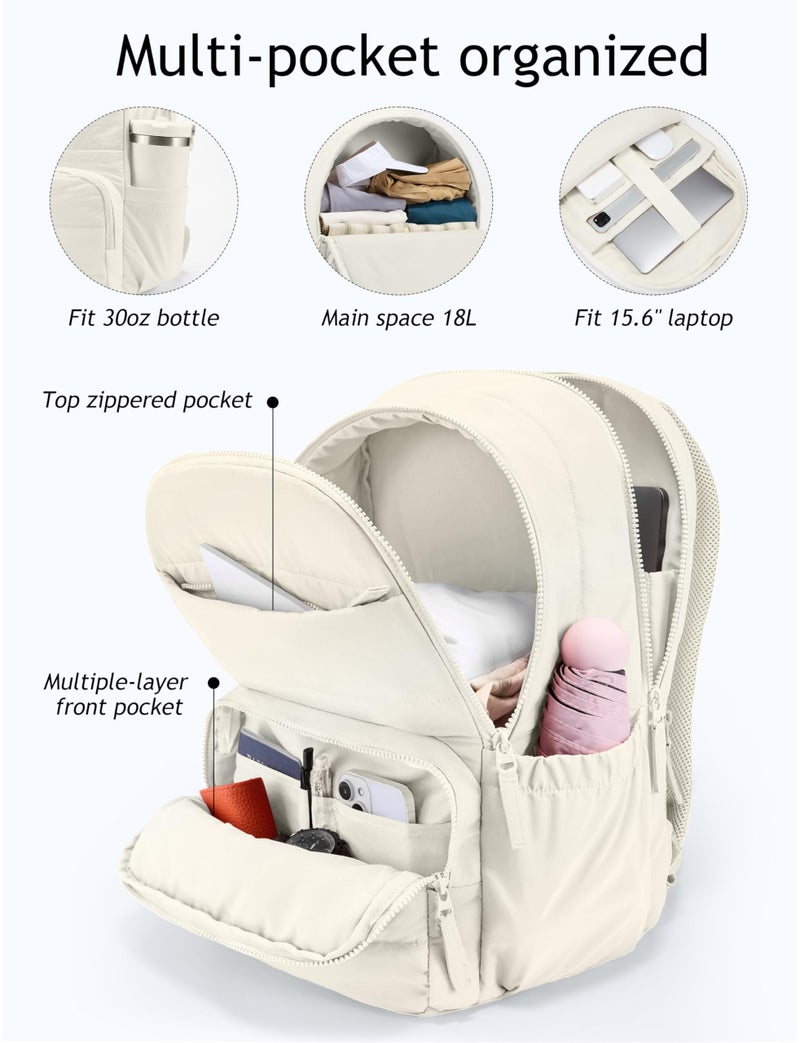 Uselike Travel Backpack for Women, 15.6 Inch Laptop Backpack, Quilted College Bookbag, Cute Work Backpacks, Water Resistant - Image 2