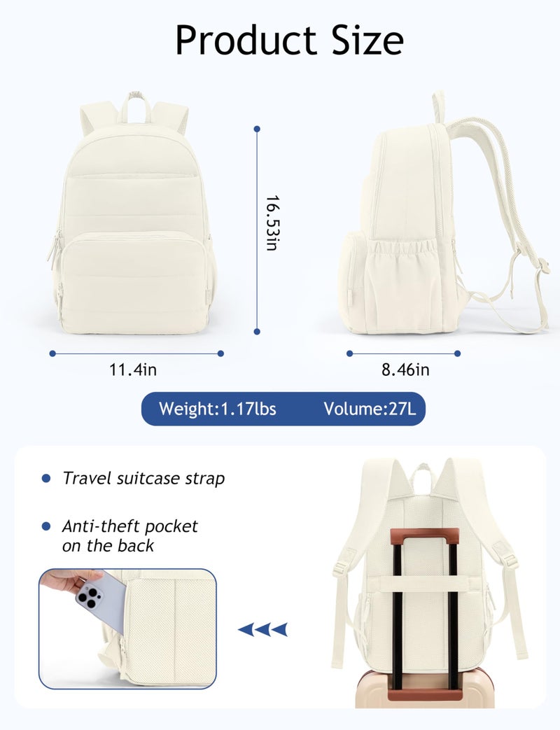 Uselike Travel Backpack for Women, 15.6 Inch Laptop Backpack, Quilted College Bookbag, Cute Work Backpacks, Water Resistant - Image 4