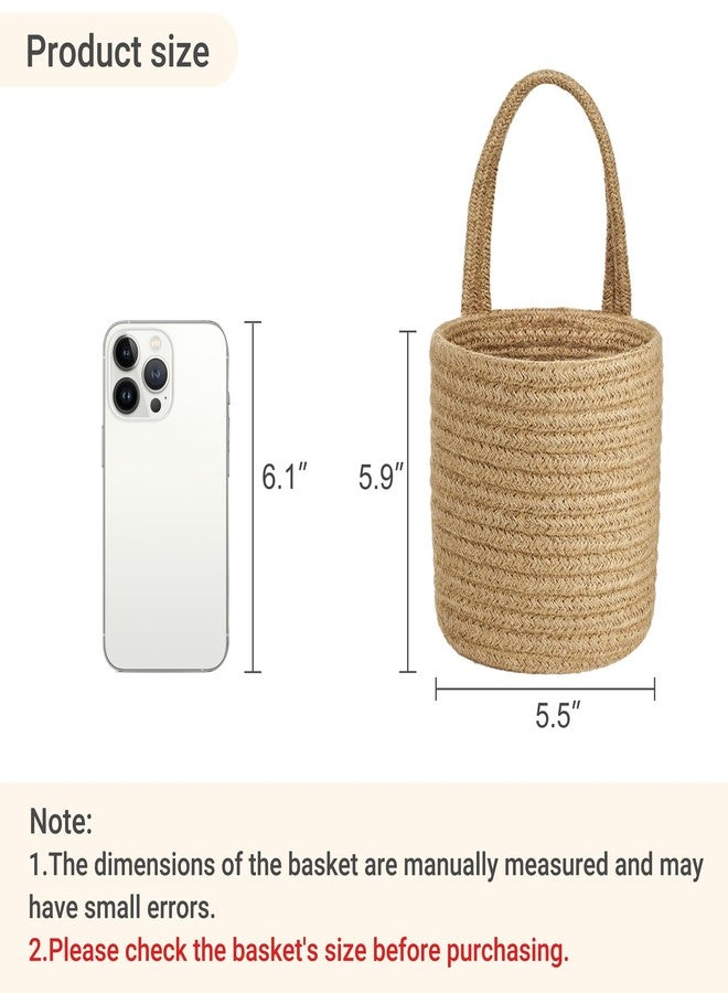Dahey 2 Pack Small Wall Hanging Rope Basket with Artificial Eucalyptus Farmhouse Decor, Jute Woven Storage Organizer Flower Plants Basket Set Rustic Wall Decor for Porch Living Room Bedroom Entryway - Image 3
