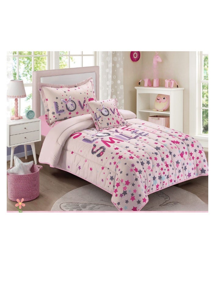 SMART HOME Luxuriously designed 4-piece children's bedding set with comfortable filling. 4-piece reversible bedding set: 170 x 230 cm quilt, fitted sheet, pillowcase, and pillowcase. High-quality, soft microfiber fabric. Ideal for children's rooms - Image 1