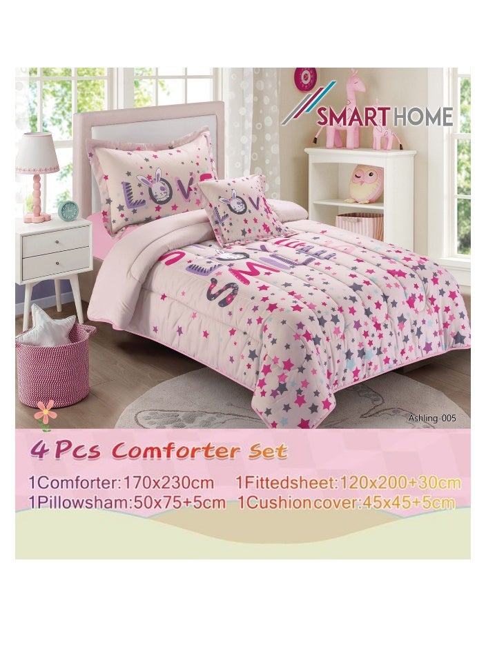 SMART HOME Luxuriously designed 4-piece children's bedding set with comfortable filling. 4-piece reversible bedding set: 170 x 230 cm quilt, fitted sheet, pillowcase, and pillowcase. High-quality, soft microfiber fabric. Ideal for children's rooms - Image 4