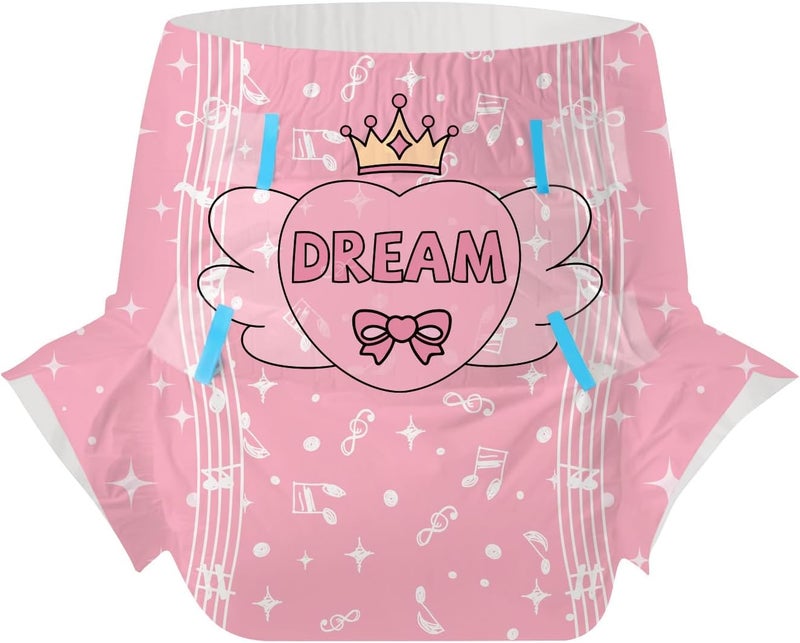 CutiePlusU Adult Diapers 10 Pieces Incontinence Briefs with Tabs for Women and Men Maximum Overnight Absorbency Styles Randomized Joyful Notes Large 3747 - Image 2