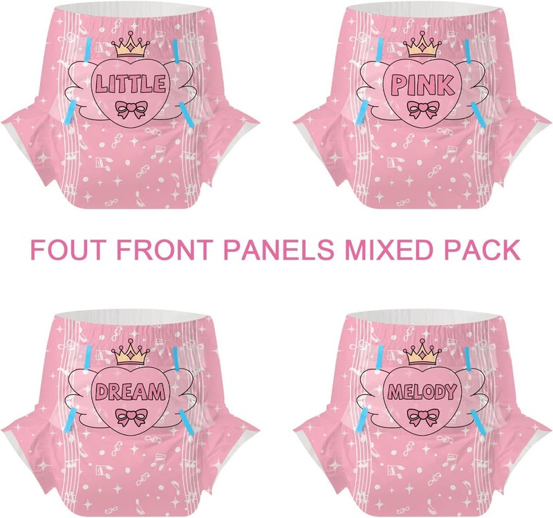 CutiePlusU Adult Diapers 10 Pieces Incontinence Briefs with Tabs for Women and Men Maximum Overnight Absorbency Styles Randomized Joyful Notes Large 3747 - Image 3