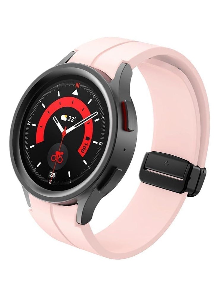 Magnetic Band for Watch 6 Classic 47mm 43mm/5 Pro 45mm/Watch 7 FE 6 5 4 44mm 40mm/4 Classic 46mm 42mm,Silicone Strap for Watch 5 Pro 45mm,No Gap Buckle - Image 1