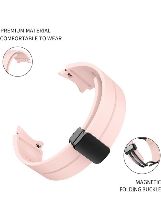 Magnetic Band for Watch 6 Classic 47mm 43mm/5 Pro 45mm/Watch 7 FE 6 5 4 44mm 40mm/4 Classic 46mm 42mm,Silicone Strap for Watch 5 Pro 45mm,No Gap Buckle - Image 4