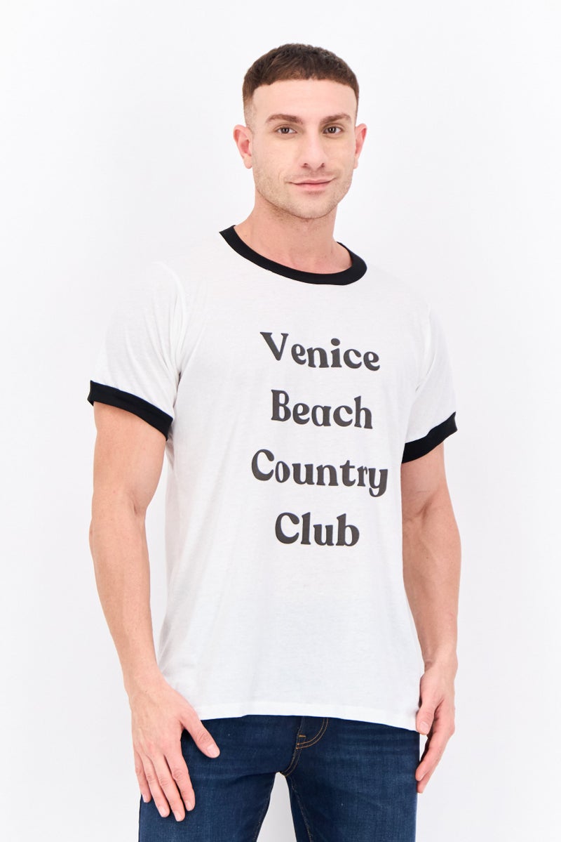 Feat Men Crew Neck Short Sleeves Graphic Printed T-Shirt, Off-White - Image 1