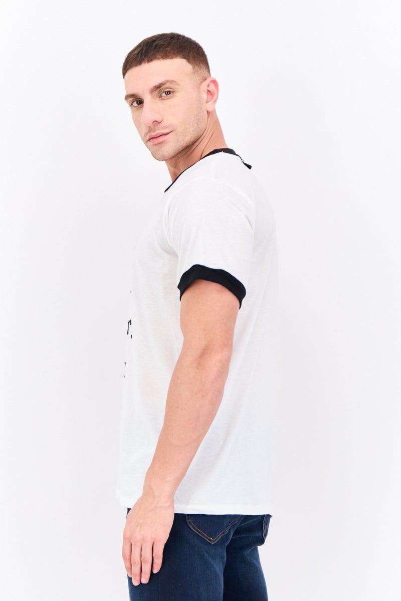 Feat Men Crew Neck Short Sleeves Graphic Printed T-Shirt, Off-White - Image 4