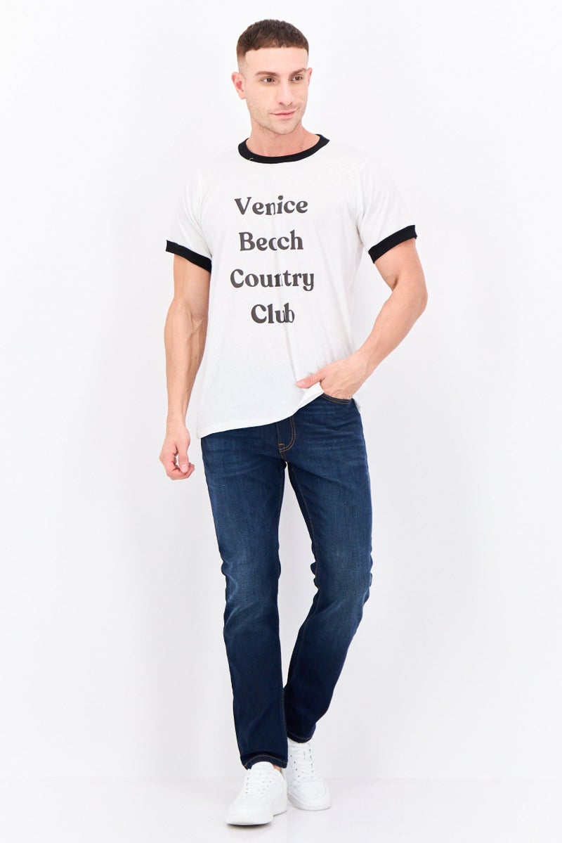 Feat Men Crew Neck Short Sleeves Graphic Printed T-Shirt, Off-White - Image 2