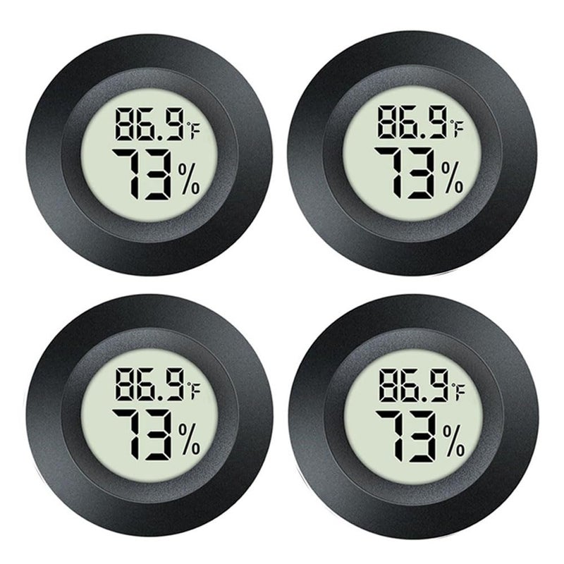 JEDEW 4 Pack Hygrometer Thermometer Digital Humidity Meter IndoorOutdoor Humidity Monitor Reptile ThermoHygrometer for Greenhouse Humidors Terrarium Jars Fahrenheit Celsius 4