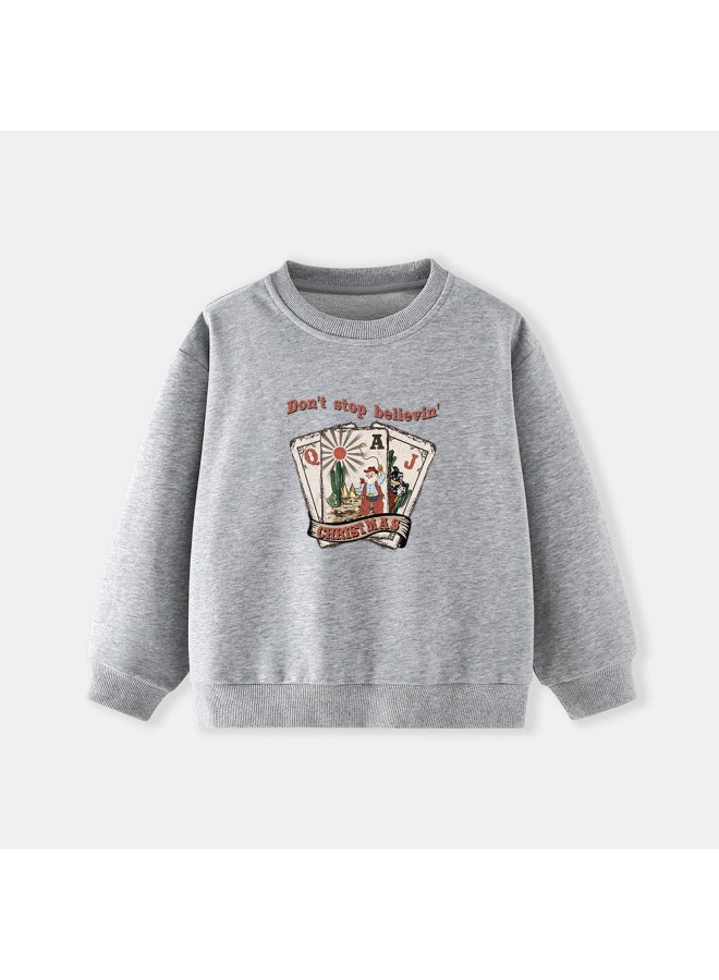 Little Bitty New Autumn Style Children's Long Sleeved Sweatshirt, Christmas Printed Children's Knitted Top - Image 1