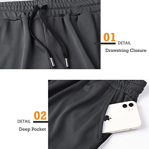 Surenow Mens Running Gym Shorts 3 Inch Breathable Lightweight Athletic Sport Shorts Training Workout Shorts with Pockets Dark Gray - Image 5