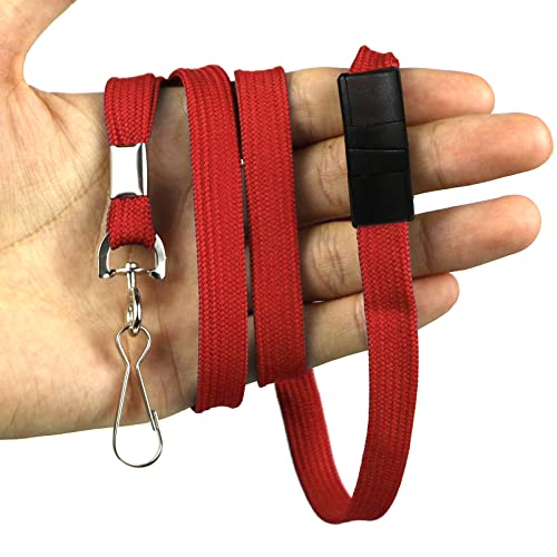 Ollain 25 Pack Breakaway Lanyard with J-Hook Bulk Flat Lanyards for Name tag ID Badges (Red, Breakaway 25 Pack) - Image 3