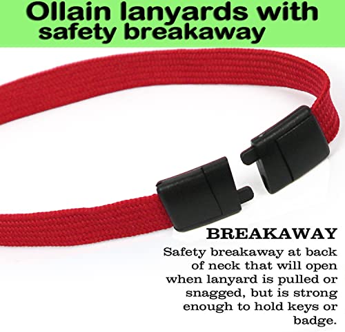 Ollain 25 Pack Breakaway Lanyard with J-Hook Bulk Flat Lanyards for Name tag ID Badges (Red, Breakaway 25 Pack) - Image 4