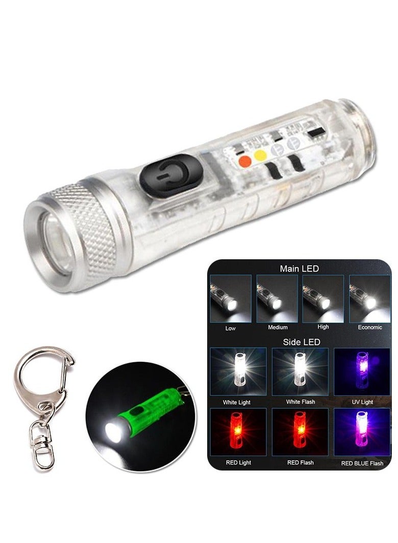 Mini Outdoor Camping Flashlight TYPE-C Rechargeable Max 400 Lumen Mini Portable LED Keychain Flashlight 11 Lighting Modes - Image 1