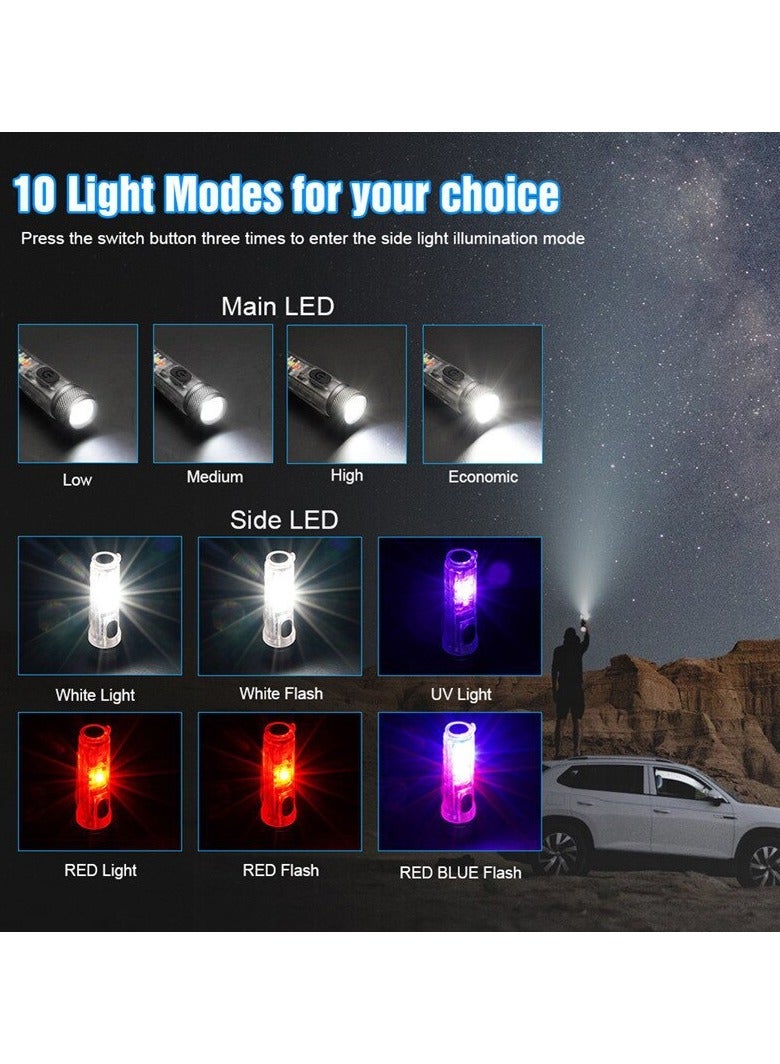 Mini Outdoor Camping Flashlight TYPE-C Rechargeable Max 400 Lumen Mini Portable LED Keychain Flashlight 11 Lighting Modes - Image 2